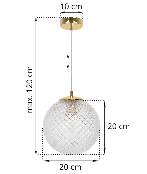 CANNES HÆNGELAMPE 1 FLAD, KLAR LAMPESKÆRM 20CM E27