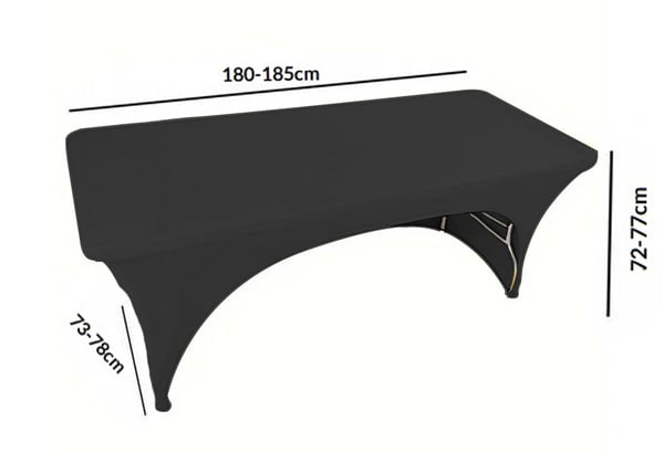 Joustava pöytäliina suorakaiteen muotoinen pöytä 180x76cm neuvottelupöytä avoin selkänoja musta