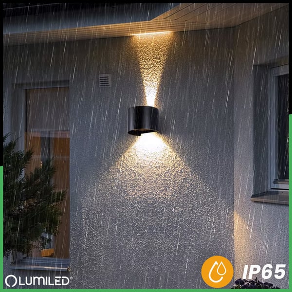 Vägglampa för utomhus LED 2x3W 4000K justerbar upp och ner svart PINUS LUMILED