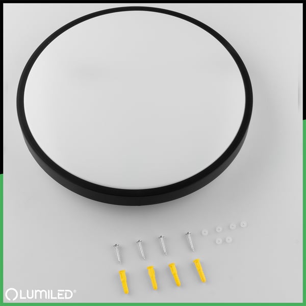 Loftlampe LED overflademonteret 24W 4000K CELIS rund IP44 sort ring ALS LUMILED