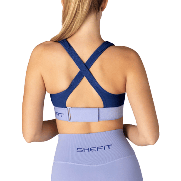 Shefit blå sports-bh, stærk støtte, justerbar, XL