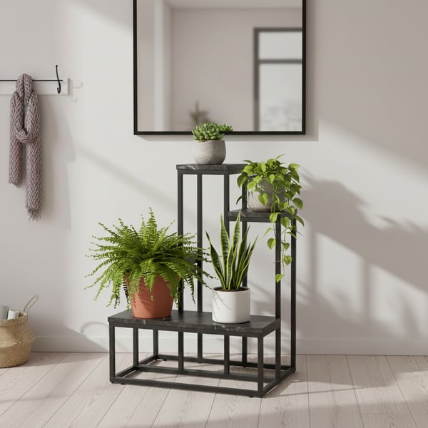 Metal blomsterstativ, 6-etagers, metal loft plantepotter, blomsterstativ
