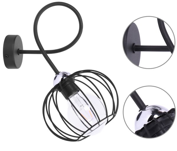 Loft Wire LED-vägglampa, krom E27