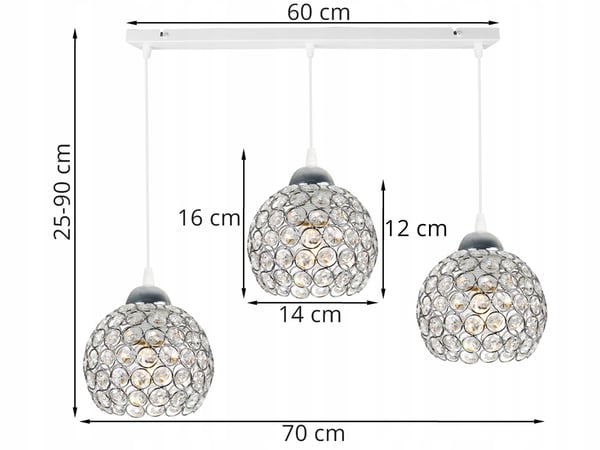 Kromhængende lampe med LED-krystal til loftet
