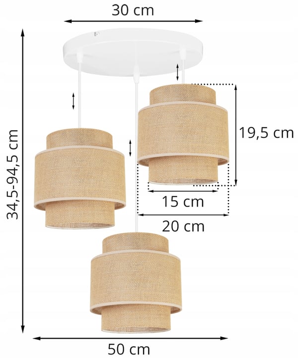 Hængende lampe, loftslysekrone, lampeskærm, boho juta