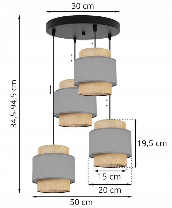 Hængende lampe, loftslysekrone, lampeskærm, boho juta