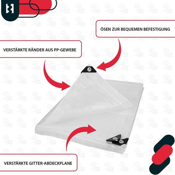 Kotarbau presenning skyddande överdrag starkt tjockt universell förstärkt vattentät transparent växthus 120 g/m² 4x5 m