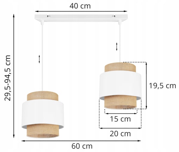 Hængende lampe, loftslysekrone, lampeskærm, boho juta