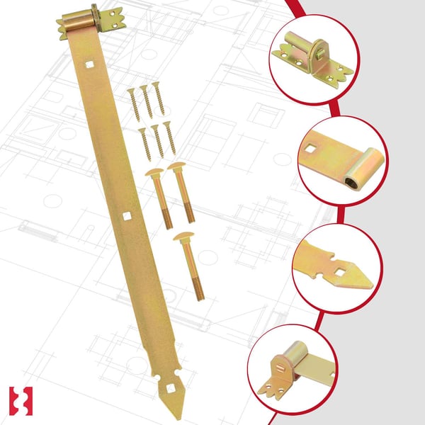 KOTARBAU Set med 2 gångjärn 600 mm guldförzinkat stål garagedörrsgångjärn