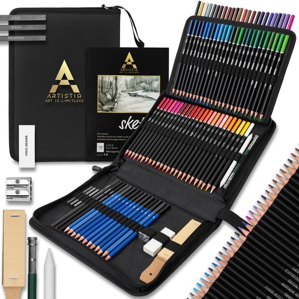 Artistiq professionell skissritning och målgång presentkit 96 i 1