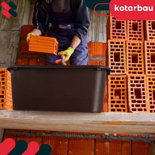 Rektangulär trädgårdscontainer murbrukscontainer 45 l brun