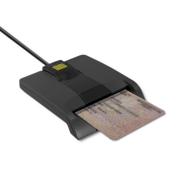 Qoltec SCR-0634 ID-chipkortläsare | USB 2.0 + USB-C-adapter