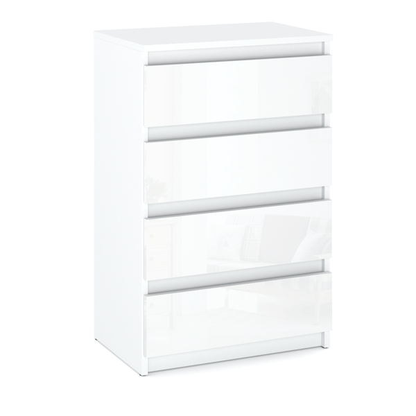 Blank hvid kommode med 4 skuffer 60cm tv-skab Møbel til stue soveværelse