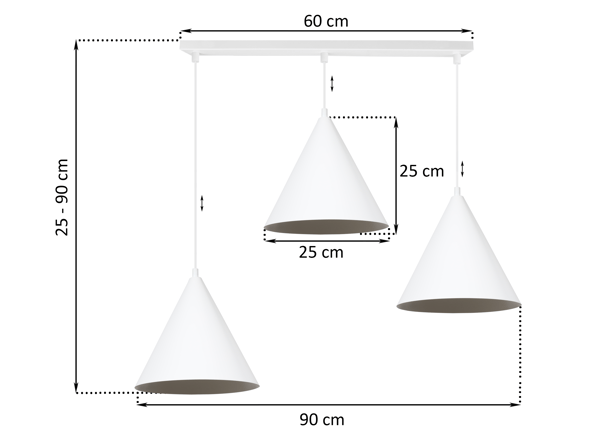 SOHO HÆNGELAMPE HVID 3-FAD 25CM E27