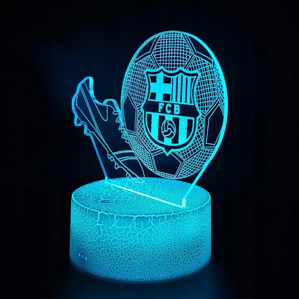 Nattbordslampa för barn FC Barcelona Fotboll 16 LED 3D + Fjärrkontroll