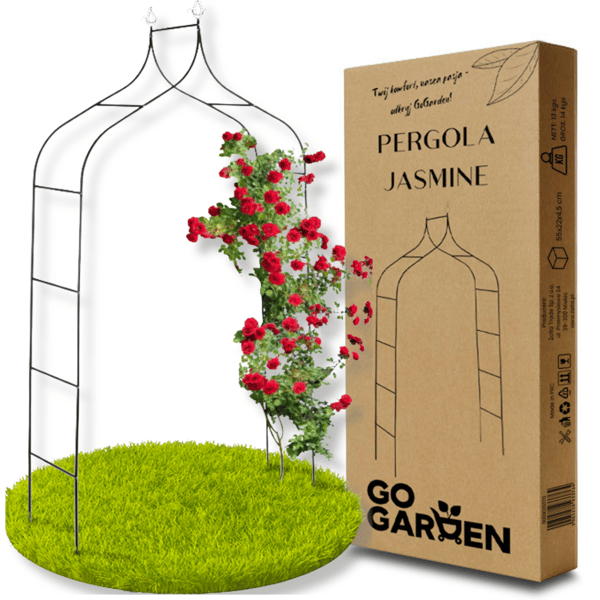 Metallträdgårdspergola för blommor, rosor och klätterväxter med stöd, båge och ankare