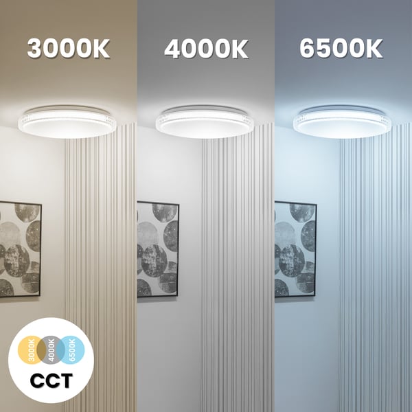 LED-kattovalaisin pinta-asennettava AGA2 72W IP44 CCT valkoinen pyöreä 50cm + LUMILED kaukosäädin