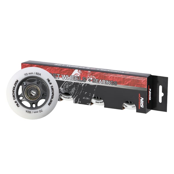 PU 70x24 82A vit mattfinish (4 st.) + ABEC-9 (8 st.) NILS EXTREME-set