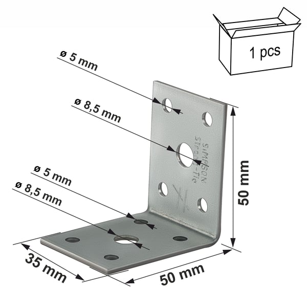 Kulmasoitin 50x50x35x2.0 mm