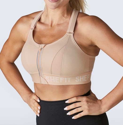 Shefit Beige Sports-BH, Stærk Støtte, Justerbar, Størrelse S
