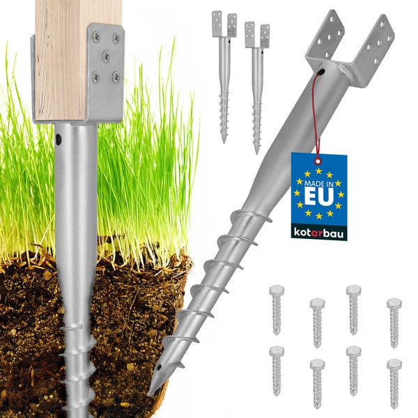 KOTARBAU® stål U-bult markankare för staket och paviljonger 91 x 710 mm 2-pack
