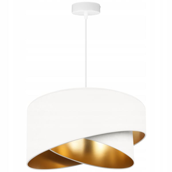 HÆNGENDE LAMPE LOFTSKRONE GYLDEN FLØJLSSKÆRM