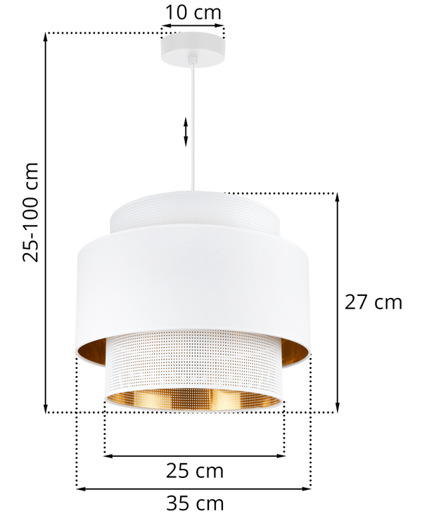 ASTI TRIO HÆNGELAMPE HVIDGULD 35CM NETSTOF