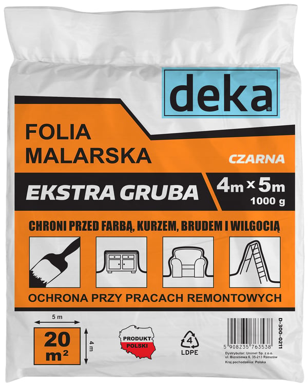 EKSTRA TYK SORT MALEFOLIE 4*5M 1000G - D-300-0211