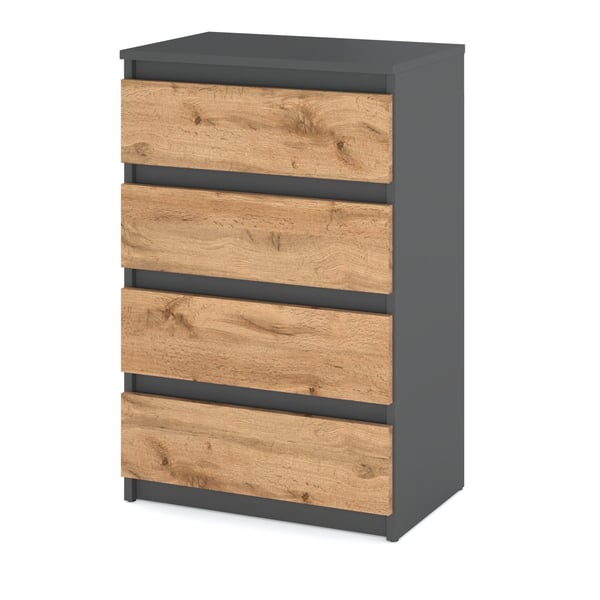 Kommode 60cm Grå Eg Wotan TV-skab til Stue Skænk Garderobe
