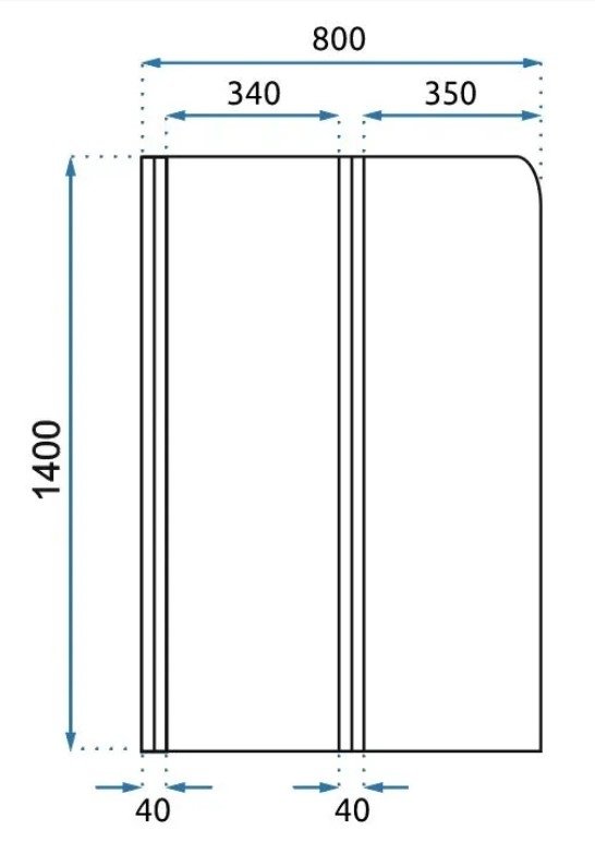 Rea 2-delt badekarsskærm 800x1400 Agat krom