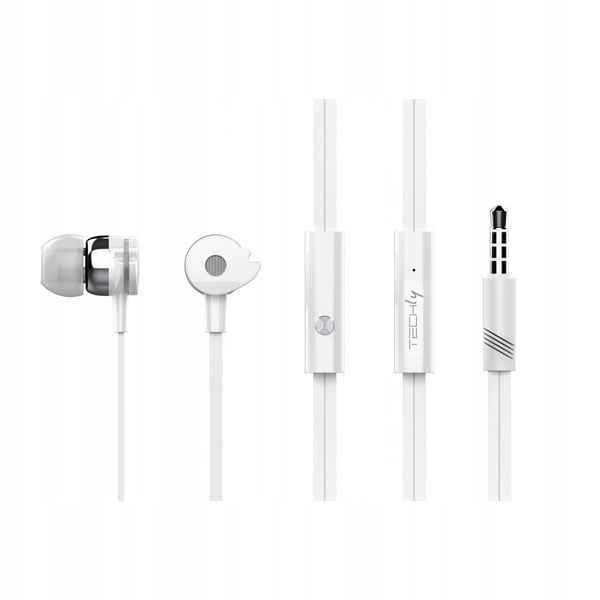 Techly Stereo In-Ear Hovedtelefoner med Mikrofon, Hvide