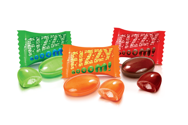 Roshen Fizzy Boom -karkit kuohuvalla täytteellä 1 kg