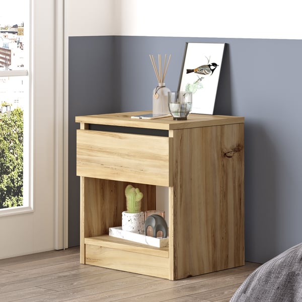 Stabilt LUVIO sengebord, egefarve