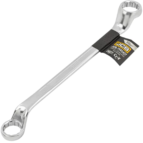 JCB RINGNØGLE 2-SIDET 75 GRADER ANKEL 24x27 mm Cr-V 12-PUNKT