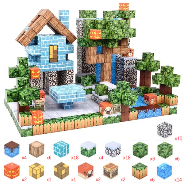 Minecraft Magnetiske Klodser Terninger 100 stk - 8 magneter - 022