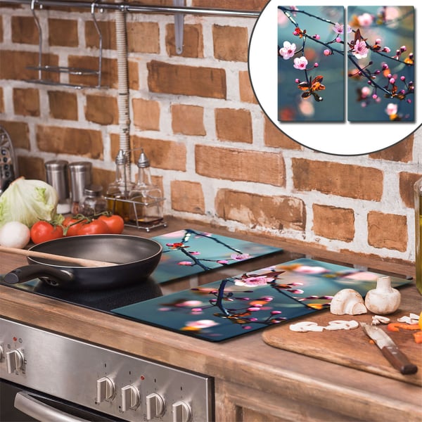 TMK ArtDeko Glas skærebræt 2x 30x52 blomster