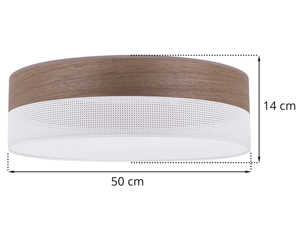 Loftlampe i træplexi, hvid, 50 cm, valnød