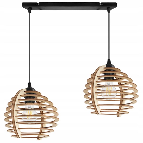 Hængende lampe, loftslysekrone, træ, LED lampeskærm