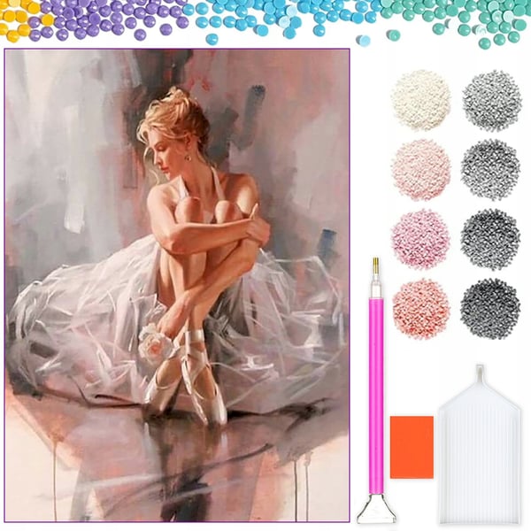 Ob_L_71 diamantmaling 30x40 - figurer, balletdanserinde