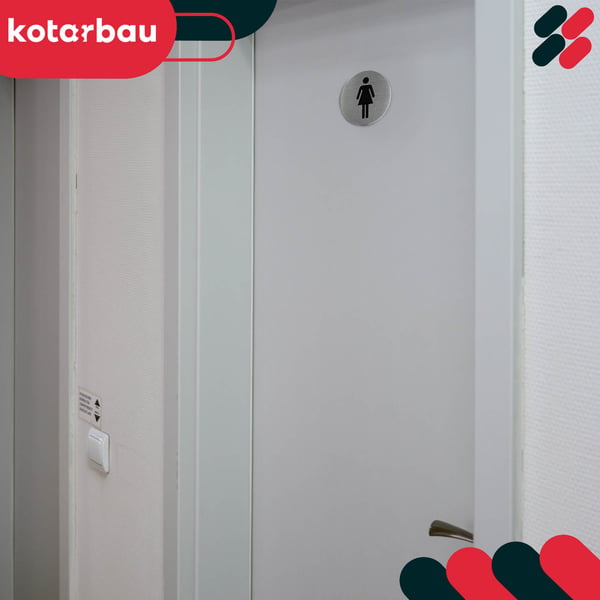 KOTARBAU® Dametoiletdørskilt piktogram rundt selvklæbende rustfrit stål 7 x 7 cm