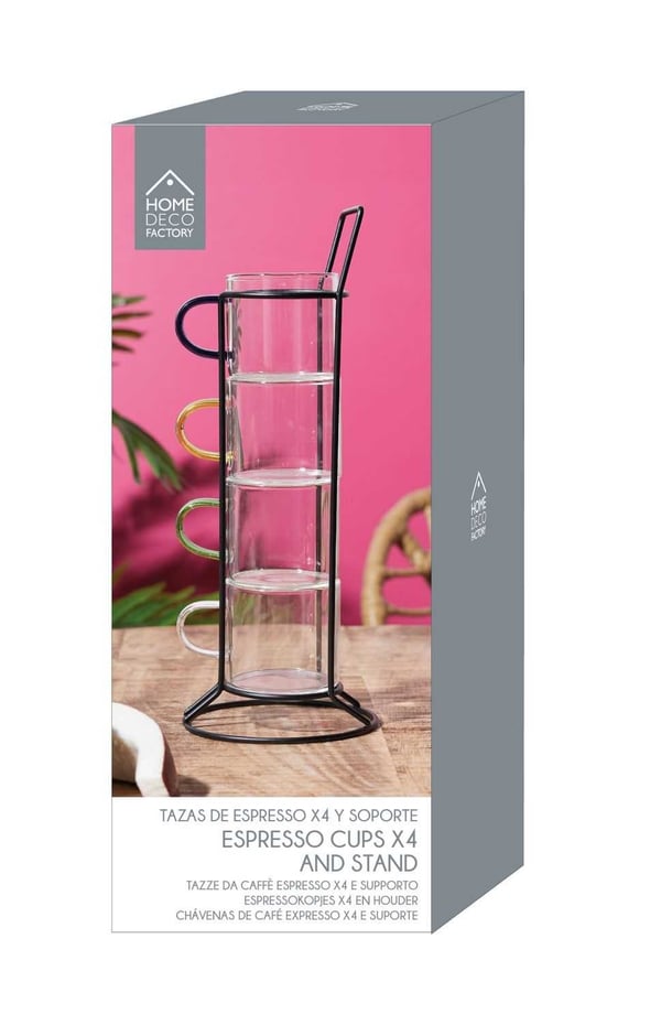 Set med 4 färgade espressoglas