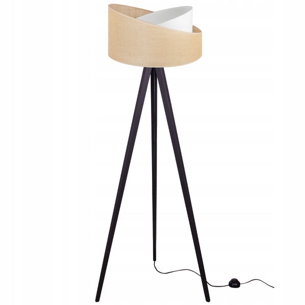 TRIPOD GULVLAMPE MED TRÆSKÆRM I JUTE 45 CM
