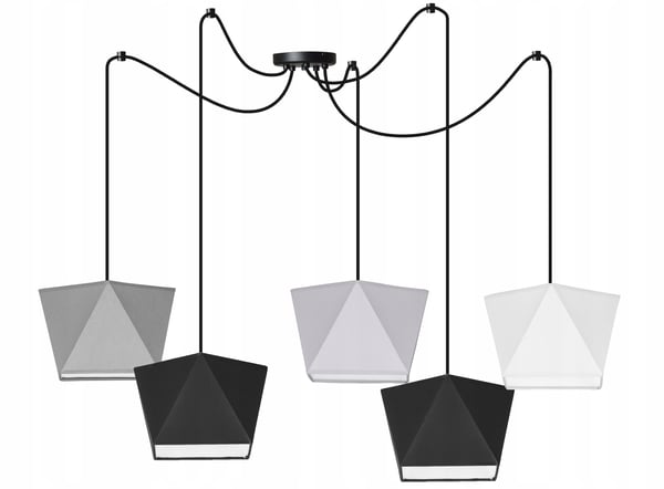 Lofthængende lampe med loftskrone og edderkopskærm