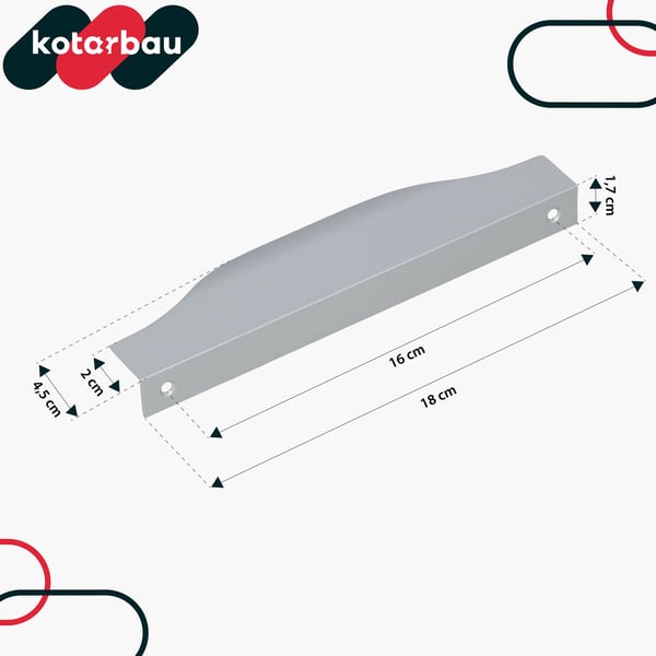 KOTARBAU® Moderna møbelhåndtag i aluminium med sølvkant, 160/180 mm, sæt med 6