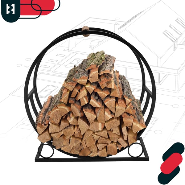 KOTARBAU vedställ för eldstad stål svart med hjul 55 x 25 x 60 cm