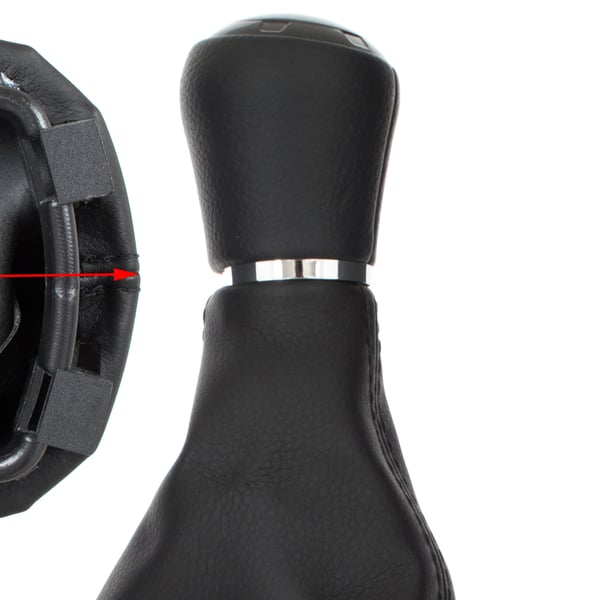 Audi A3 8L 96-03 gearknalder sort øko-læder 5 gear med sokkel sort ramme 12 mm hul