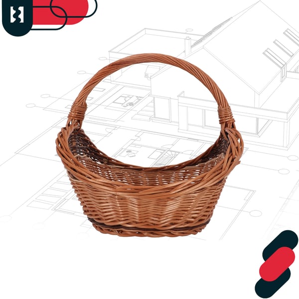 Brændekurv med flettet håndtag