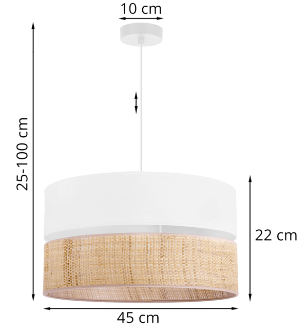 RATTAN DUO HÆNGELAMPE HVID RATTAN LAMPESKÆRM HVID
