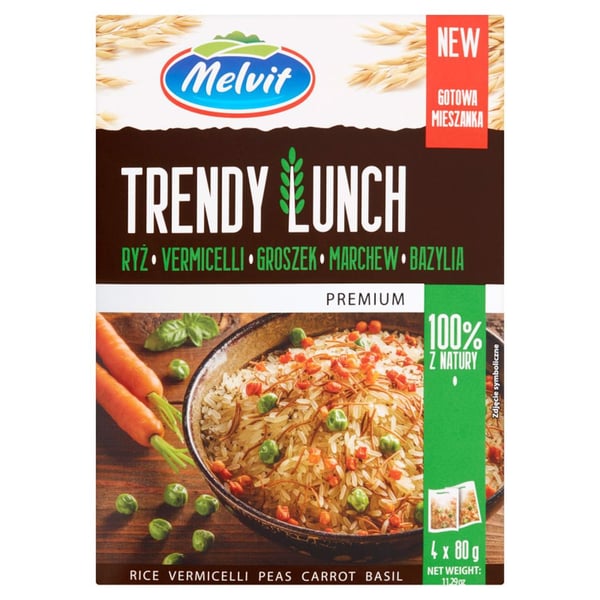Melvit Premium Trendy Lunch ris vermicelli ärtor morot basilika 320 g