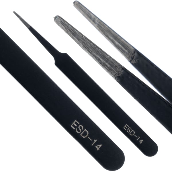Set med 10 precisionspincetter i etui